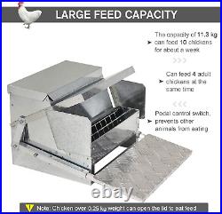 11.5KG Automatic Chicken Poultry Feeder Rat Proof Treadle Self Opening with Galv