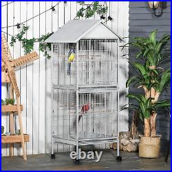 170cm Large Wrought Metal Bird Cage Mobile Feeder with Rolling Stand Perches