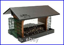 2 SUET & SEED HANGING FEEDER 4 Season Covered Combo with Screen Floor USA MADE