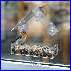 2 X Hanging Window Wild Bird Feeder Feeding Table Clear Perspex With Suction Cup