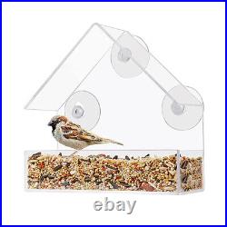2 x Window Bird Feeder Wild Table Hanging Suction Perspex Clear Viewing Seed Nut