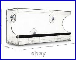 3 Compartment Glass Window Clear Viewing Bird Feeder Table Seed Suction Perspex