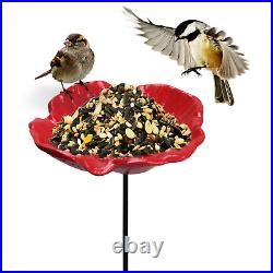 5 x Cast Iron Poppy Garden Ornament Wild Bird Dish Seed Feeder Dish Bath