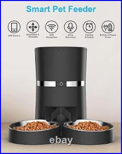 Automatic Cat Feeder, 2.4GHz WiFi Dry Food Dispenser for 2 Cats, APP Control, 2