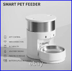 Automatic Cat Feeder, Stainless Steel Wifi Pet Feeder Cat andDog, App Control 5L