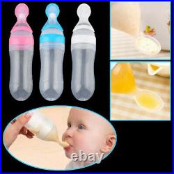 Baby Silicone Squeeze Feeding Bottle with Spoon Food Rice Cereal Feeder