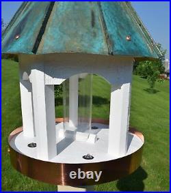 Bird Feeder Amish handmade handcrafted Patina copper roof Large 27 inches Round
