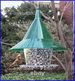 Bird Feeder Large Clear Green Baffle Squirrel and Weather Resistant