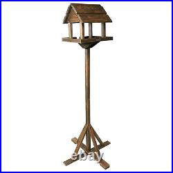 Bird Table Deluxe Traditional Premium Free Standing Wooden Feeder Feeding Seed