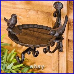 Cast Iron Wall Mounted Hanging Basket Bracket Bird Feeder and Bath Decorative