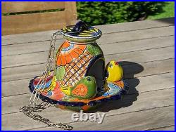 Ceramic Bird Feeder, Talavera Pottery, Decorative Outdoor Hanging Feeder Station