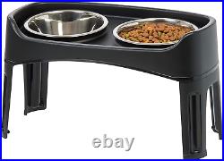 Elevated Pet Feeder Dog Cat Food Water Feeding Twin Bowl Raised Stand Tray Large
