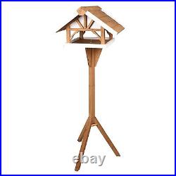 FLAMINGO Bird Table with Stand Vintro 44x45.5x126 cm Natural Patio Bird Feede