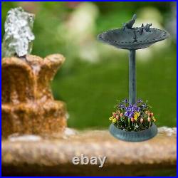 Garden Bird Bath Bowl with Sparrow statue Traditional Pedestal Ornamental Feeder