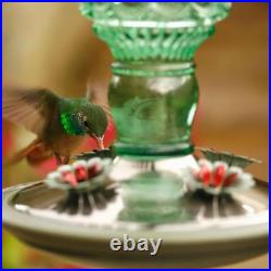Garden Hummingbird Feeder Decorative Glass Antique Bottle Green 10 oz. Capacity