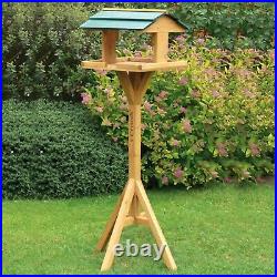 Garden Wooden Table Traditional Birds House Free Standing Bird Feeding Feeder