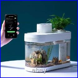 Geometry Fish Tank Smart Aquarium Feeder LED Light Self Clean Filter App Control