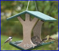 Hanging Fly-Thru Bird Feeder in Taupe and Green Recycled Plastic SNHFT