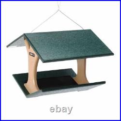 Hanging Fly-Thru Bird Feeder in Taupe and Green Recycled Plastic SNHFT