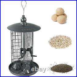 Hanging Wild Garden Bird Feeder 3 in 1 Seed, Nut, Fat Ball Suet Feeding Station