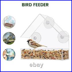 Hanging Window Wild Bird Feeder Feeding Table Clear Perspex With Suction Cup