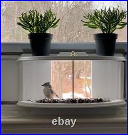 Indoor Bird Feeder White in-House 180° Clear View Window Feeder FREE SHIPPING
