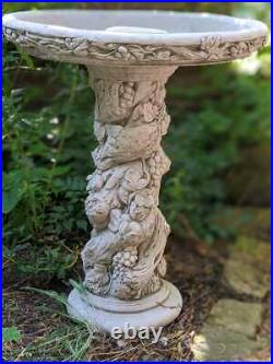 Intricate Fruit Stone Cast Solid Concrete Bird Bath Feeder by DGS Statues 60KGS