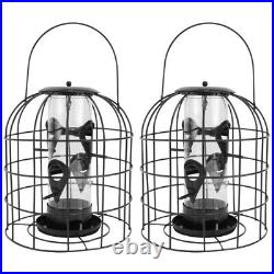 Iron Cage Finch Tube Feeder Squirrel-Proof Birdseed Tray for Outdoors