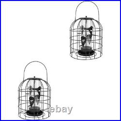 Iron Cage Finch Tube Feeder Squirrel-Proof Birdseed Tray for Outdoors