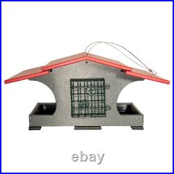 JCs Wildlife Gray Hopper and Suet Feeder with Cardinal Red Roof