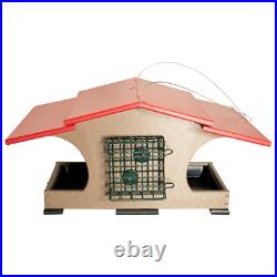 JCs Wildlife Tan Hopper and Suet Feeder with Feeder Cardinal Red Roof