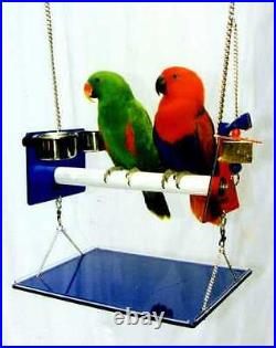 MACAW PARROT PERCH SWING GYM feeder cups bird toy play gym playground