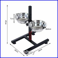 Medium Height Adjustable Raised Stainless Steel Dog Water Food Bowls Feeder