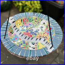 Mosaic Bird bath, feeder. Pottery 36 x 5.5cm Terracotta Easy to hang Handmade