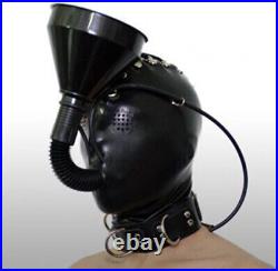 Natural latex full covered head hood Headgear Funnel Fluid Liquid Feeder Muzzle