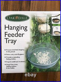 OAK DALE Bird Feeder Metal Hanging Feeder Tray with Chain Hook, Garden Hanging