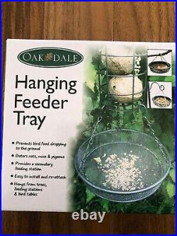 OAK DALE Bird Feeder Metal Hanging Feeder Tray with Chain Hook, Garden Hanging