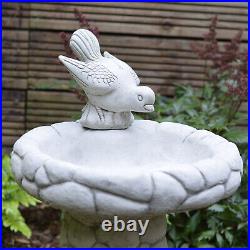 PEBBLE BIRD BATH FEEDER Hand Cast Stone Garden Ornament Statue? Onefold-uk