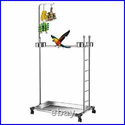 Parrot Play Stand Bird Playground Stainless steel Perch Gym With Feeder Tray