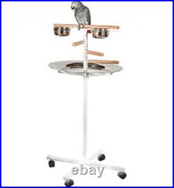 Parrot T-Bar Parrot Play Stand With Steps, Feeders And Tray White