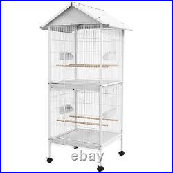 PawHut Bird Cage And Feeder For Small and Medium Birds White Metal Brand New
