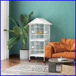 PawHut Bird Cage And Feeder For Small and Medium Birds White Metal Brand New