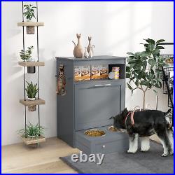 PawHut Pet Feeder Station Dog and Cat Food Storage Feeding Station Food Cabinet