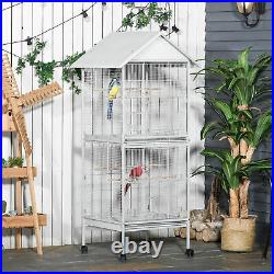 PawHut Wrought Metal Bird Cage Feeder for Small and Medium Sized Birds White