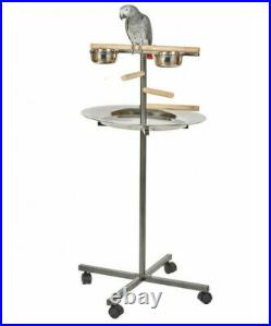 Rainforest Parrot T-Bar Parrot Play Stand With Steps, Feeders And Tray Black