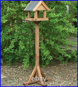 Rowlinson Bird Table Windrush Wood Tall Apex Slate Wood House Garden Birds Stand