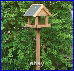 Rowlinson Bird Table Windrush Wood Tall Apex Slate Wood House Garden Birds Stand