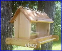 Rustic cute large handmade hanging, cedar wood, square bird feeder, TBNUP #1H