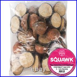 SQUAWK Suet Filled Coconut Halves Hanging Wild Bird Food Garden Fat Feeder