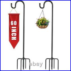 Shepards Hooks for Outdoor, 2PCS 60 Inch Bird Feeder Pole with 5 Prongs Bird Fee